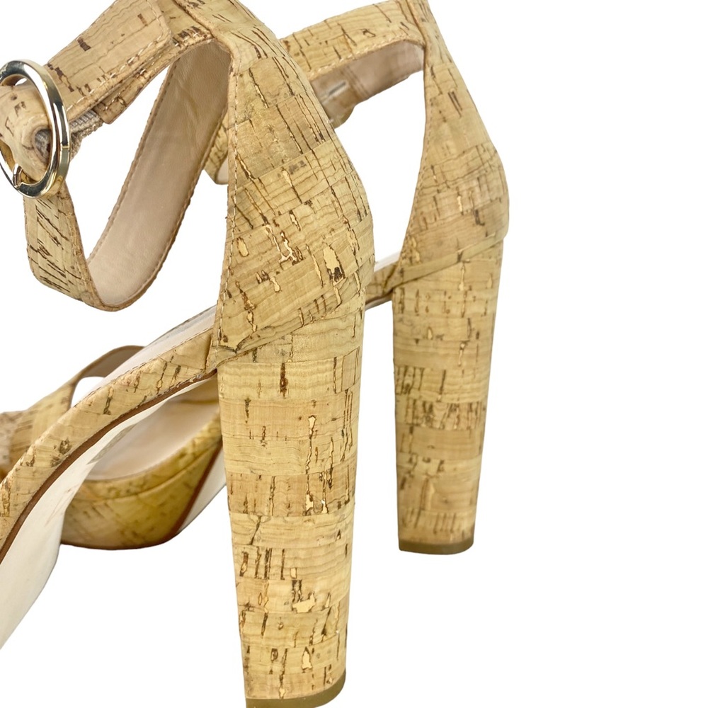 PELLE MODA ☆ "Bonnie" Natural Cork Open-Toe Block Heel Sandals ☆ Size 8.5 - Picture 9 of 10